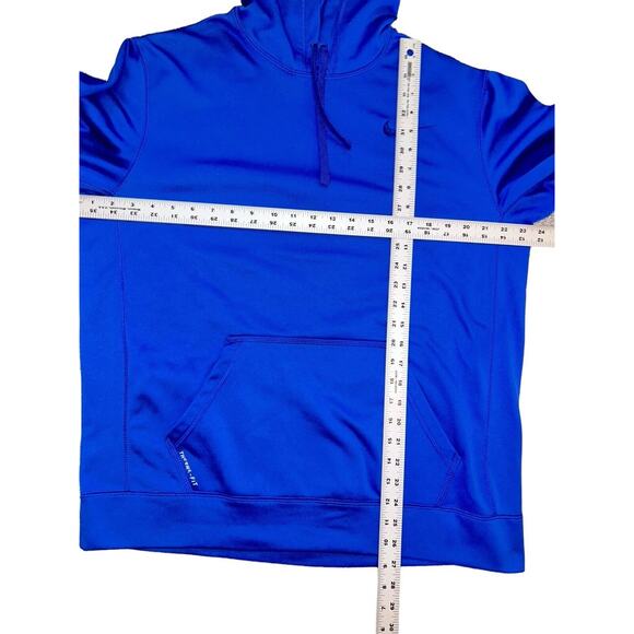Nike Therma Fit Men's Hoodie Size L Blue Fleece‎ Lined Embroidered Logo Active - Picture 4 of 6